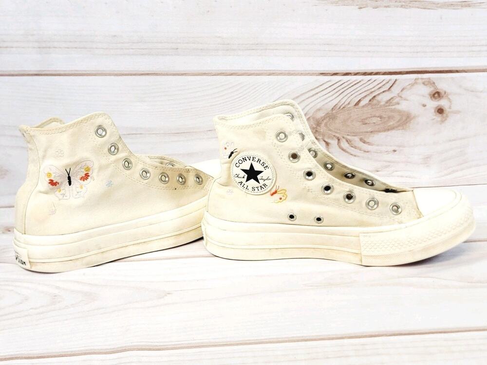 Converse Chuck Taylor All Star Lift High Top Cream W Butterflies,Platform Sz 7.5